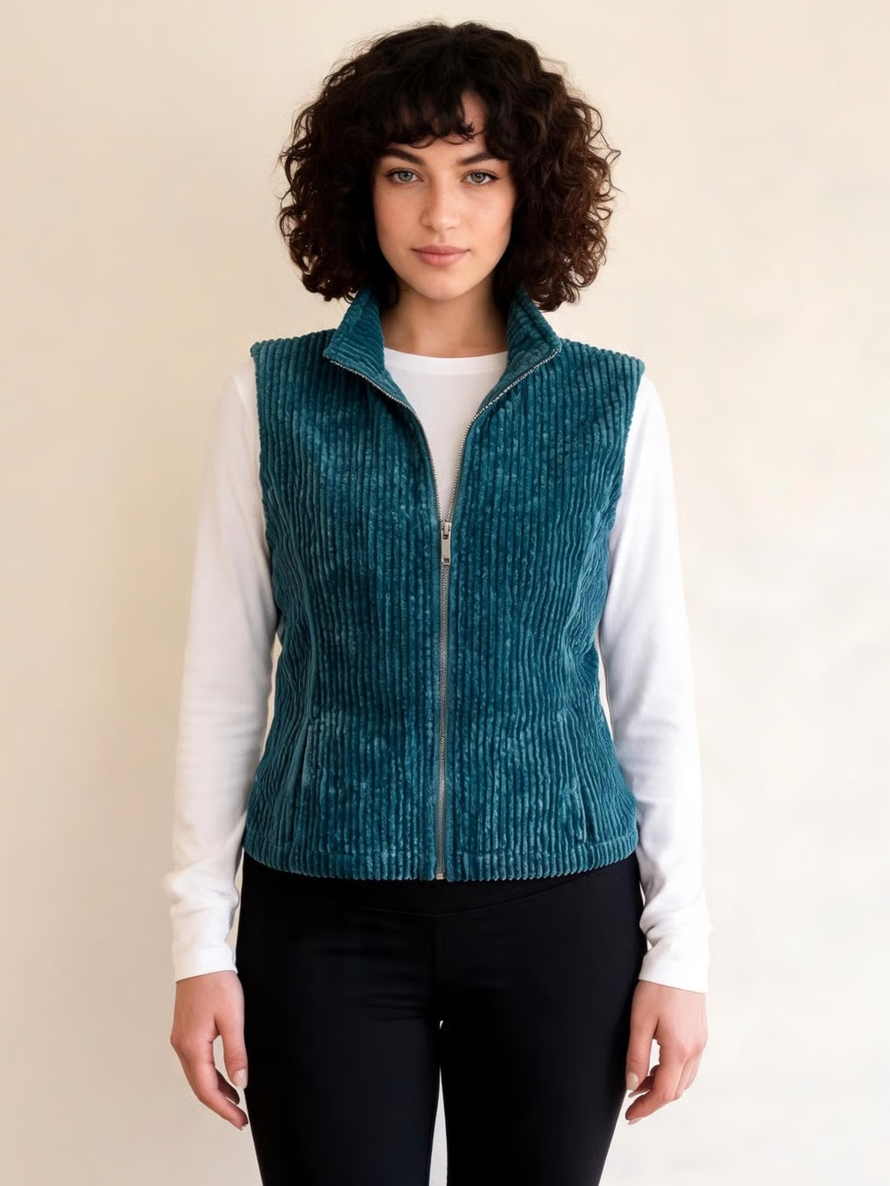 WOOLRICH | Green Corduroy Full Zip Vest Sz L